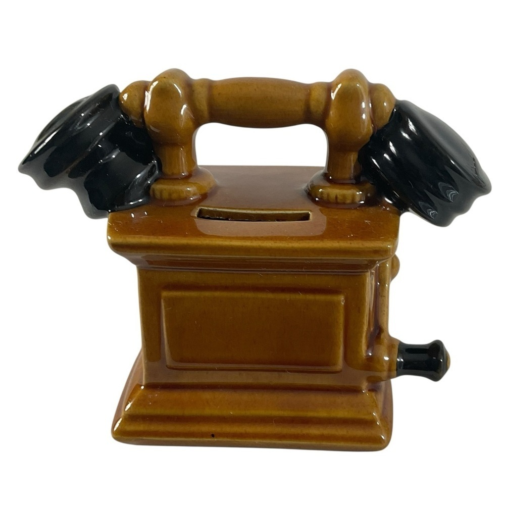 Vintage Goebel West Germany Ceramic Telephone Piggy Bank Rotary Crank